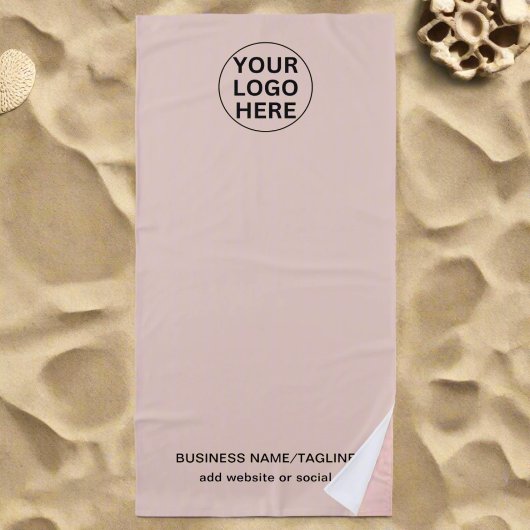 Promotionele Blush Pink Business Logo & Tekst Strandlaken