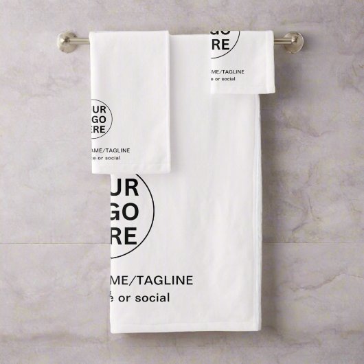 Promotionele Branded Business Logo & Tekst Wit Bad Handdoek