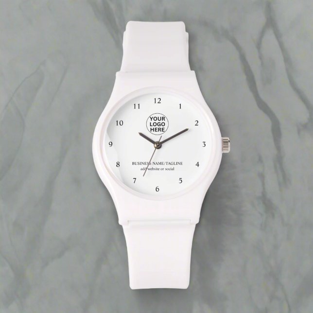 Promotionele Branded Business Logo & Tekst Wit Horloge (Creator heeft geüpload)