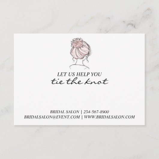 Promotionele bruids zakelijke haarbandhouder informatiekaartje (Voorkant)