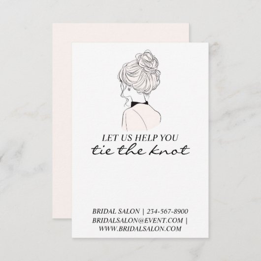 Promotionele bruiloft haardas scrunchie houder informatiekaartje (Voorkant / Achterkant)