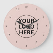 Promotionele Business Logo Branded Blush Pink Grote Klok (Voorkant)