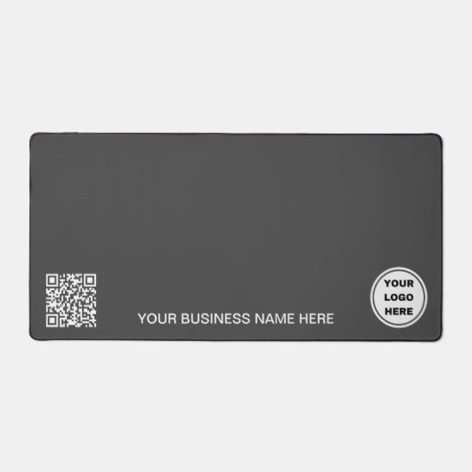 Promotionele Business Logo & QR Code Modern Grey Bureaumat (Voorkant)