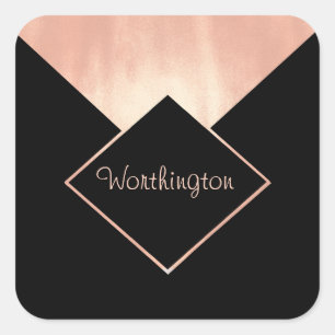 Promotionele Business Roos Goud Metallic Vrouwelij Vierkante Sticker