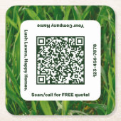 Promotionele gazon zorg service groen kartonnen onderzetters (Voorkant)