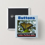 Promotionele gele monarch vierkante button 5,1 cm (Voorkant /achterkant)