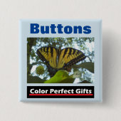 Promotionele gele monarch vierkante button 5,1 cm (Voorkant)