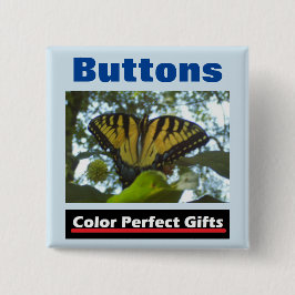 Promotionele gele monarch vierkante button 5,1 cm