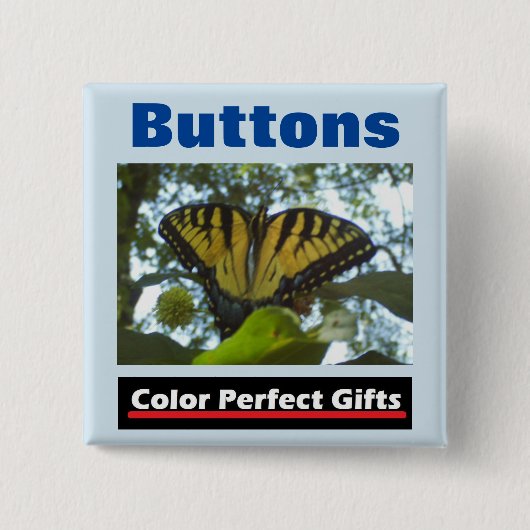 Promotionele gele monarch vierkante button 5,1 cm (Voorkant)