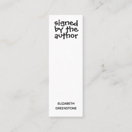 Promotionele handtekening van de auteur Mini-boekm Mini Visitekaartje