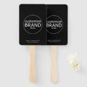 Promotionele handventilatoren met Logo | Modern zw Handwaaier (Voorkant en achterkant)