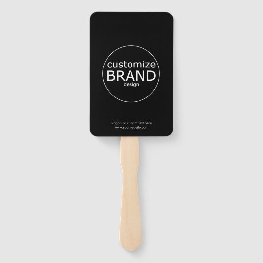 Promotionele handventilatoren met Logo | Modern zw Handwaaier (Achterkant)
