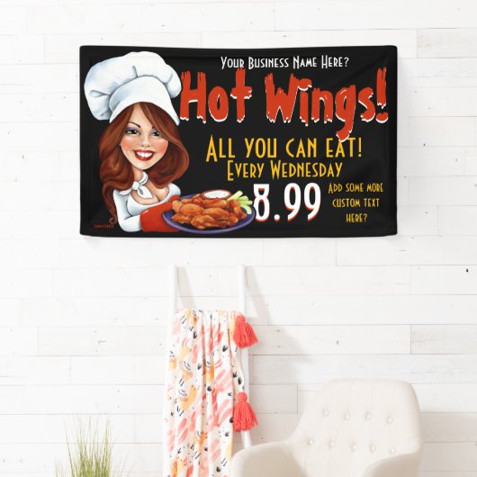 Promotionele Hot Wings.Buffalo Chicken.Customize! Spandoek (Insitu)