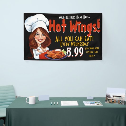 Promotionele Hot Wings.Buffalo Chicken.Customize! Spandoek (Beurs)