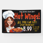 Promotionele Hot Wings.Buffalo Chicken.Customize! Spandoek (Horizontaal)