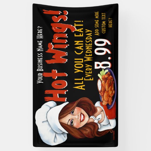 Promotionele Hot Wings.Buffalo Chicken.Customize! Spandoek (Verticaal)