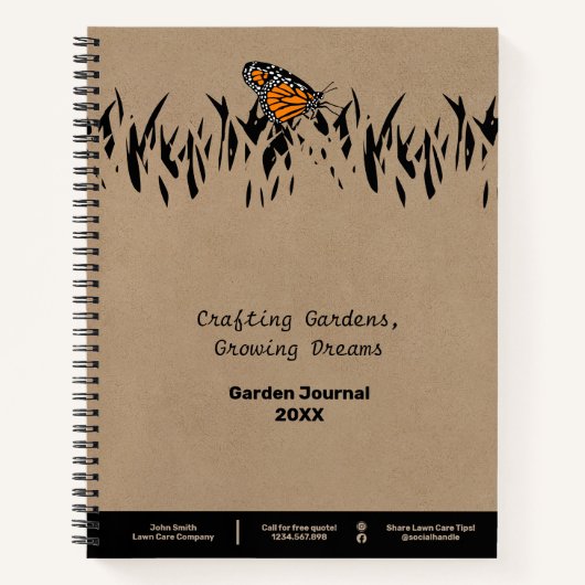 Promotionele Lawn Silhouette Butterfly Garden Notitieboek (Voorkant)