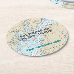 Promotionele Logo Latitude Longitude Maryland-graf Ronde Kartonnen Onderzetter