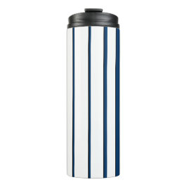 Promotionele Logo Naam Gestreept Blauw Wit Zwart Thermosbeker