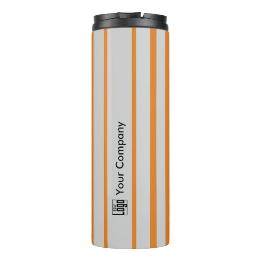 Promotionele Logo Naam Gestreept Grijs Sinaasappel Thermosbeker (Achterkant)