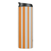 Promotionele Logo Naam Gestreept Grijs Sinaasappel Thermosbeker (Geroteerd rechts)