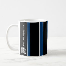 Promotionele Logo QR Code Blauw Zwart Wit Strepen Koffiemok