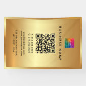 Promotionele Logo QR Code Goud Branding Glamourous Spandoek (Horizontaal)