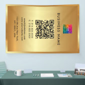 Promotionele Logo QR Code Goud Branding Glamourous Spandoek (Beurs)