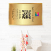 Promotionele Logo QR Code Goud Branding Glamourous Spandoek (Insitu)
