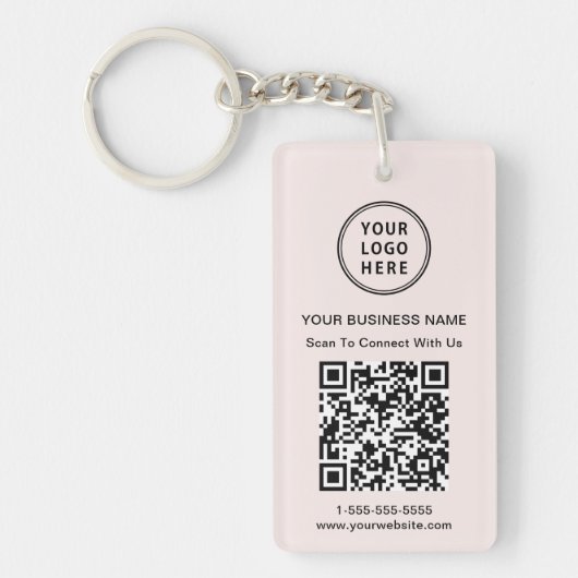 Promotionele Logo QR Code Roze Sleutelhanger (Voorkant)