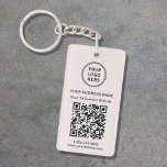Promotionele Logo QR Code Roze Sleutelhanger<br><div class="desc">Moderne en professionele lichtroze promotionele sleutelhanger met uw QR-code voor klanten om een lijst van uw producten,  services,  prijzen of andere informatie te zoeken. Upload uw logo en QR code en voeg uw bedrijfsnaam,  website,  slogan,  telefoonaantal,  enz.,  in eenvoudige typografie toe.</div>