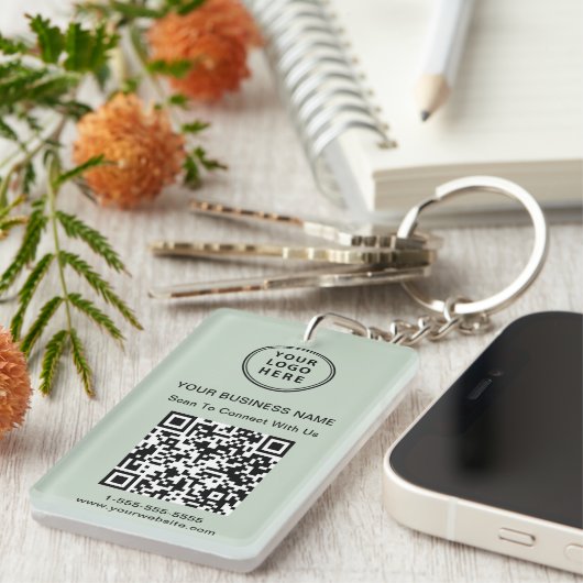 Promotionele Logo QR Code Sage Sleutelhanger (Voorkant Rechts)