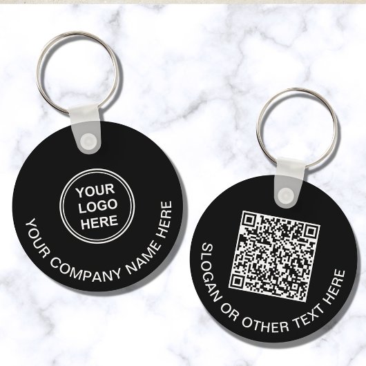 Promotionele Logo QR-code zwart Sleutelhanger