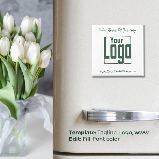 Promotionele Logo Tagline Website Groene Bloemist Magneet