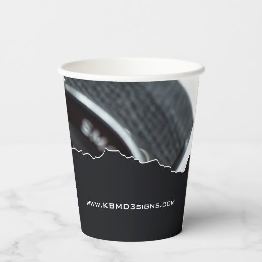 Promotionele papierbekertjes voor zwart-wit papieren bekers (Achterkant)
