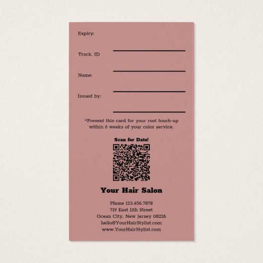 Promotionele Photo Root Touch-Up Gift Voucher Kaar Visitekaartje (Achterkant)