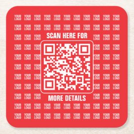 Promotionele QR-code (bewerkbaar) met logo-patroon Kartonnen Onderzetters