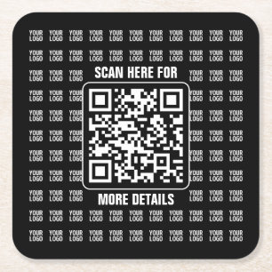 Promotionele QR-code (bewerkbaar) met logo-patroon Kartonnen Onderzetters