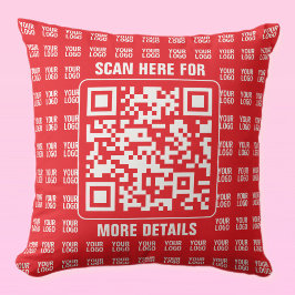 Promotionele QR-code (bewerkbaar) met logo-patroon Kussen