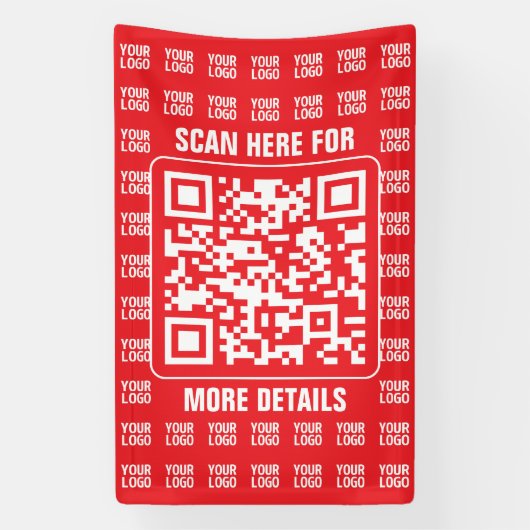 Promotionele QR-code (bewerkbaar) met logo-patroon Spandoek (Verticaal)