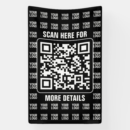 Promotionele QR-code (bewerkbaar) met logo-patroon Spandoek (Verticaal)