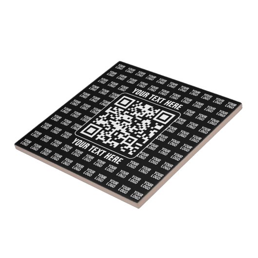 Promotionele QR-code (bewerkbaar) met logo-patroon Tegeltje (Zijkant)