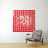 Promotionele QR-code (bewerkbaar) met logo-patroon Wandkleed (In Situ (horizontaal))