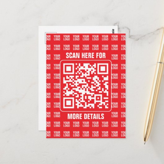 Promotionele QR-code (bewerkbaar) met Logo Pattern Briefkaart (Voorkant / Achterkant in situ)