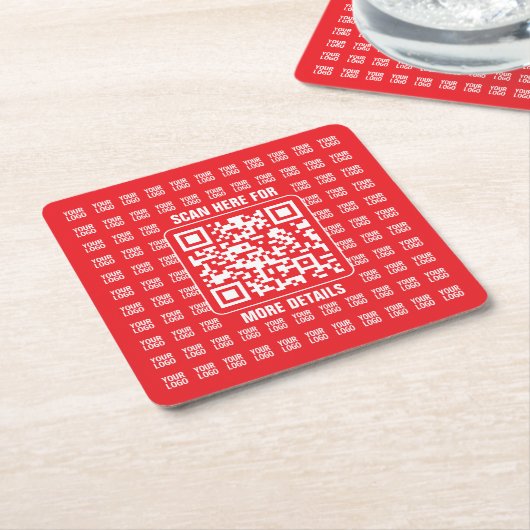 Promotionele QR-code (bewerkbaar) met Logo Pattern Kartonnen Onderzetters (Schuin)