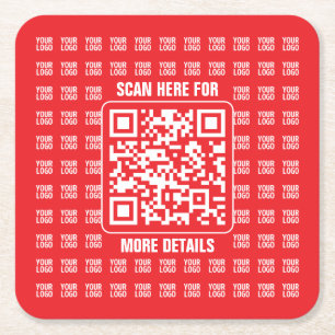 Promotionele QR-code (bewerkbaar) met Logo Pattern Kartonnen Onderzetters