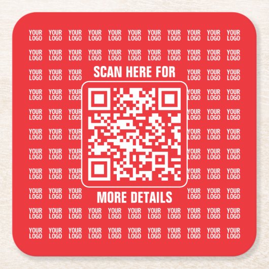 Promotionele QR-code (bewerkbaar) met Logo Pattern Kartonnen Onderzetters (Voorkant)