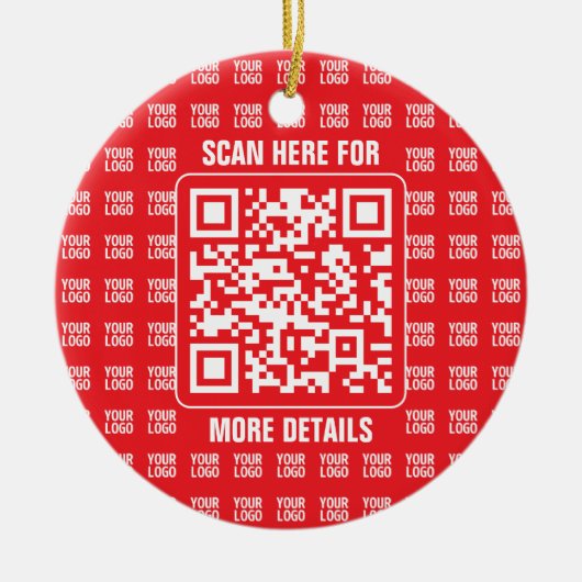 Promotionele QR-code (bewerkbaar) met Logo Pattern Keramisch Ornament (Voorkant)