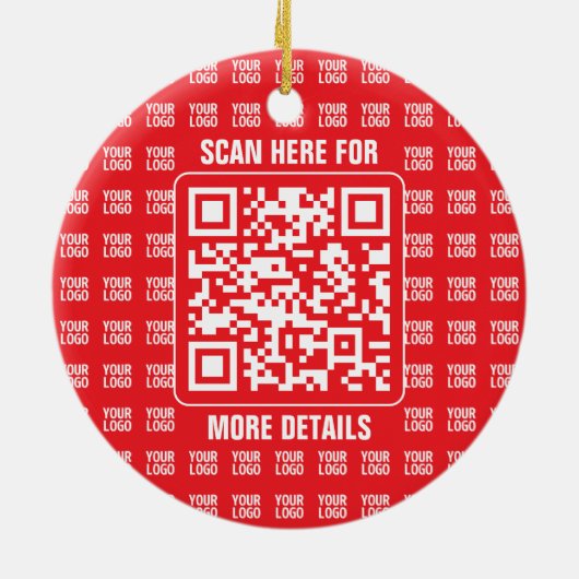 Promotionele QR-code (bewerkbaar) met Logo Pattern Keramisch Ornament (Achterkant)