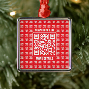 Promotionele QR-code (bewerkbaar) met Logo Pattern Metalen Ornament